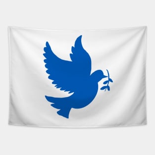 Pattern of white peace doves on blue Tapestry