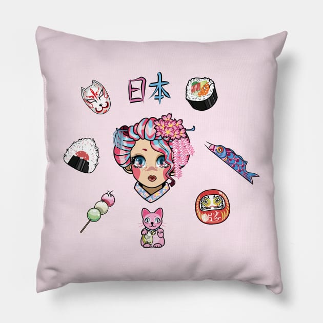 Japan vibes Pillow by ReinaGreen