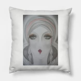 art deco flapper  70s Jacqueline Mcculloch Pillow