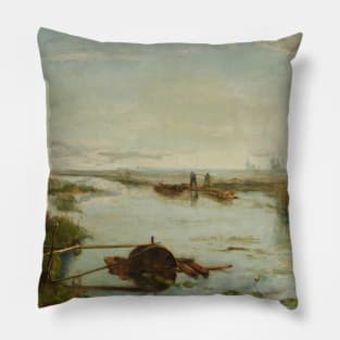 Punts on a River by Daniel Ridgway Knight Pillow