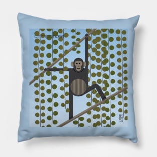 Minimal Zoo Art Series | A to Z  | Chimpanzee | Square Pillow