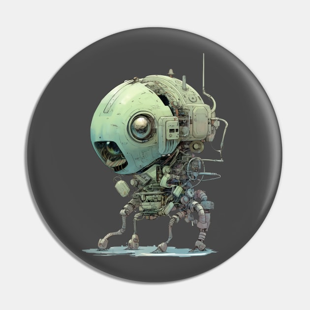 Cyberpunk Robot Pet Pin by DavidLoblaw