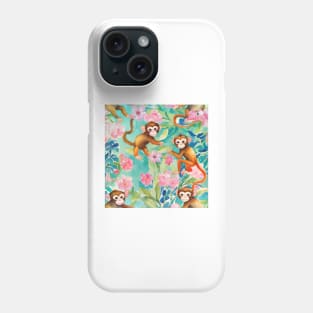 Preppy monkeys playing in the jungle, watercolor Phone Case