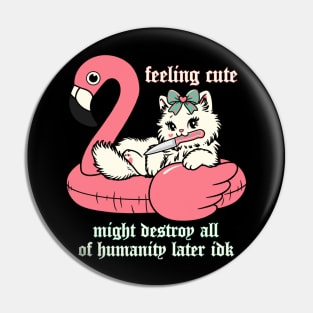 feeling cute kitty cat in flamingo floatie Pin