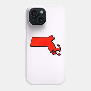 Bright Red Massachusetts Outline Phone Case