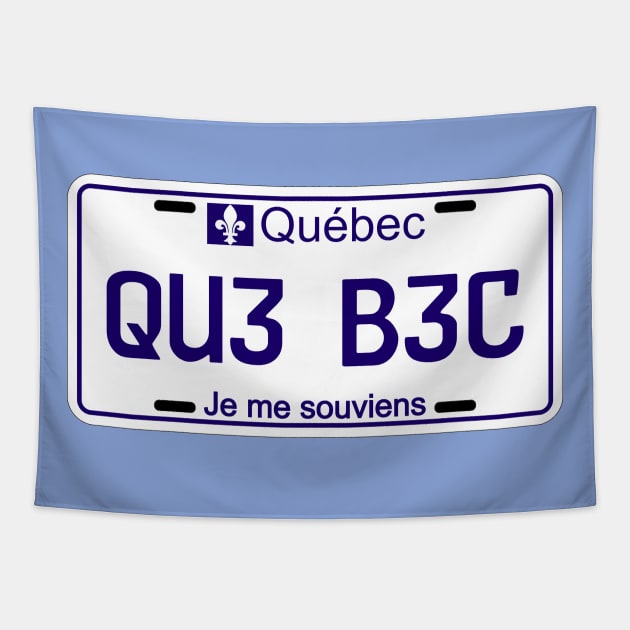 Quebec car license plate Tapestry by Travellers