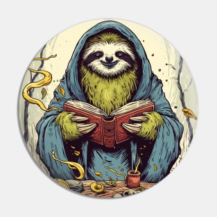 Retro Vintage Sloth Wizard Pin