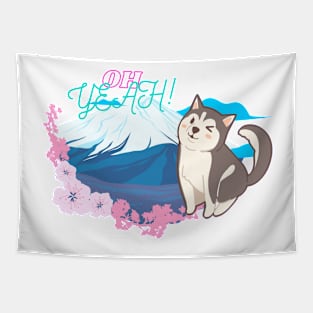 Oh Yeah! Japanese Husky Sakura Travel Dog Tapestry
