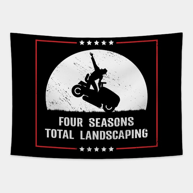 Four Seasons Total Landscaping Lawn Tractor Mowing Tapestry by Tom´s TeeStore