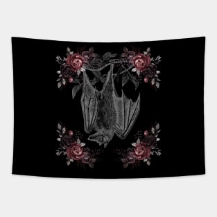 Victorian Floral Vampire Bat Tapestry