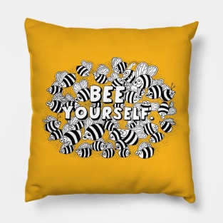 Bee Yourself - cool doodled t-shirt design Pillow