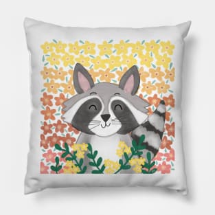 Cute Summer Raccoon Pillow