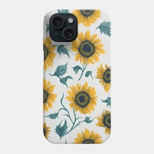 yellow sunflower pattern, floral art design Phone Case