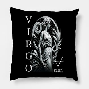 Elegant Virgo Zodiac Sign & Earth Element Pillow