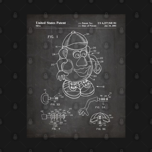 Retro Toys Patent - Kids Toy Childrens Bedroom Art - Black Chalkboard by patentpress