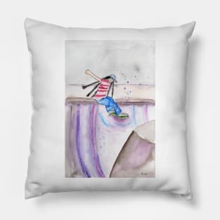 Skater Girl2 Mixed Media Art Pillow