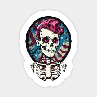 Fun Patriotic Rockabilly Skeleton Magnet