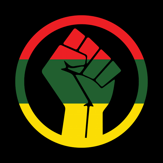 RASTAFARIAN BLACK POWER FIST T SHIRT by blacklives