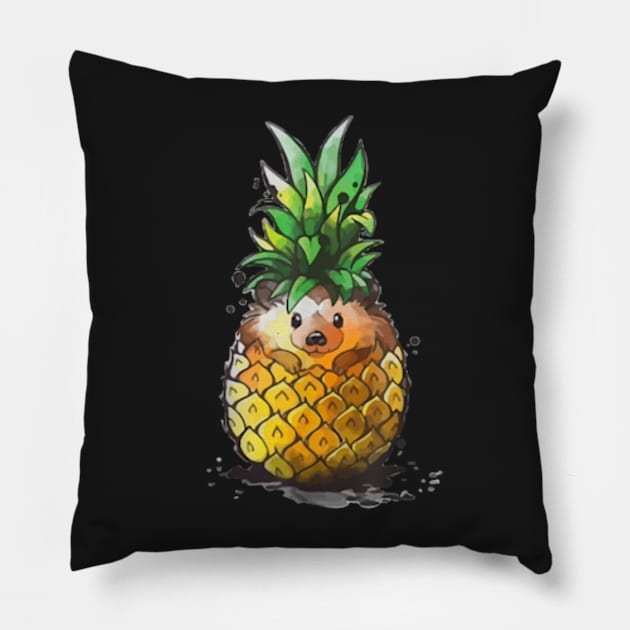 Hedgehog Pineapple Aloha Beaches Summer Hedgehogs Fruit Gift Pillow by YolandaRoberts