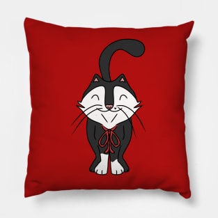 Cute Black and White Cat Pillow