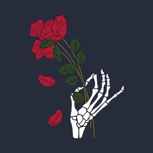 Skull Hand Holding Flower T-Shirt