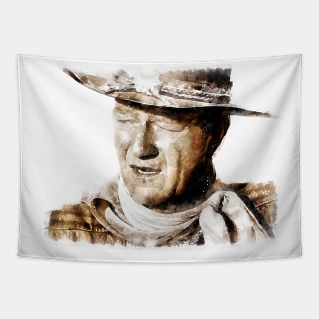 The portrait of John Wayne Tapestry by Ryan Rad