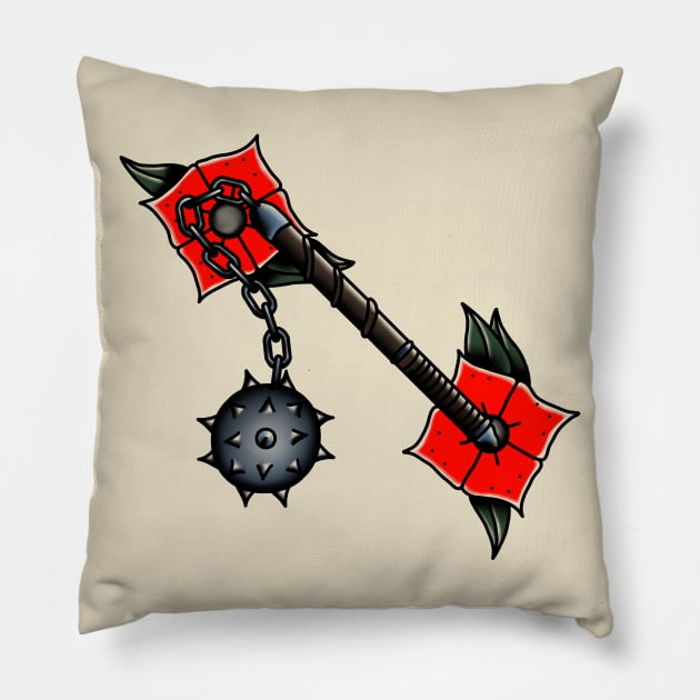 American traditional flail Pillow by Thedruidinks