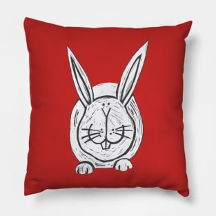 Rabbit, Big, Fat, White Rabbit, on pink. Pillow