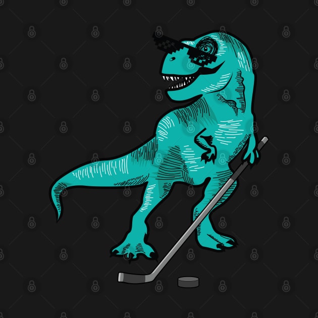 Dinosaur Hockey Stick Puck Trex Dino Trex Lift Ice Sport T-Rex Kids Inline Skating Skates by Shirtsurf