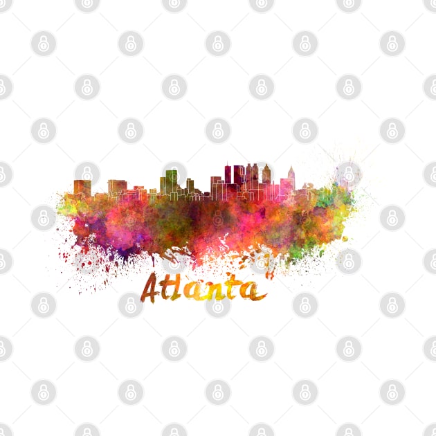 Atlanta skyline in watercolor by PaulrommerArt