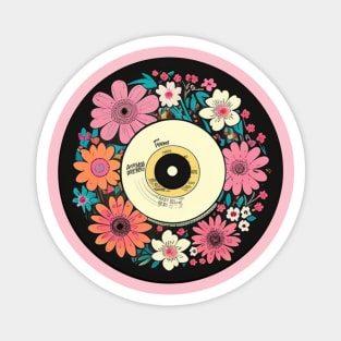 Pink Floral Cottage Core Vinyl Record Magnet