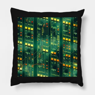 Circuitboard  electronic, computer pattern futuristic cyberpunk Pillow