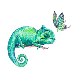 Cute Chameleon with a butterfly T-Shirt