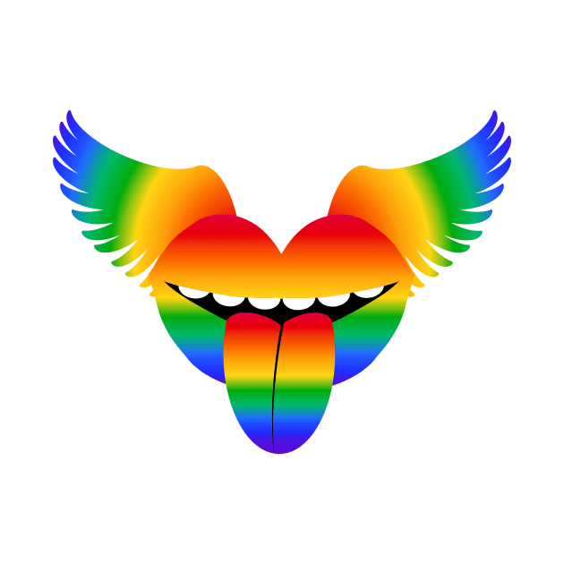 Rainbow Flying Lips and Tongue by RawSunArt