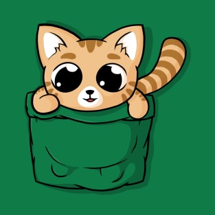 Cute Orange Pocket Cat T-Shirt