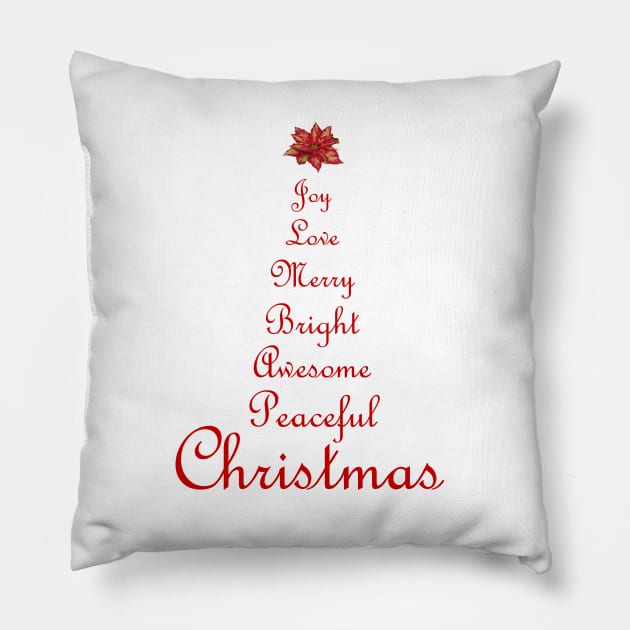 Christmas Tree Word Art Script Typography in Red Pillow by Star58