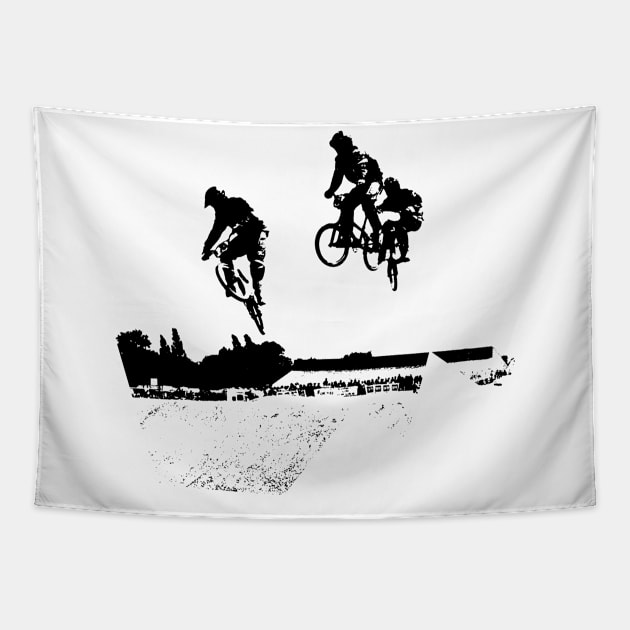 bmx racing Tapestry by rickylabellevie