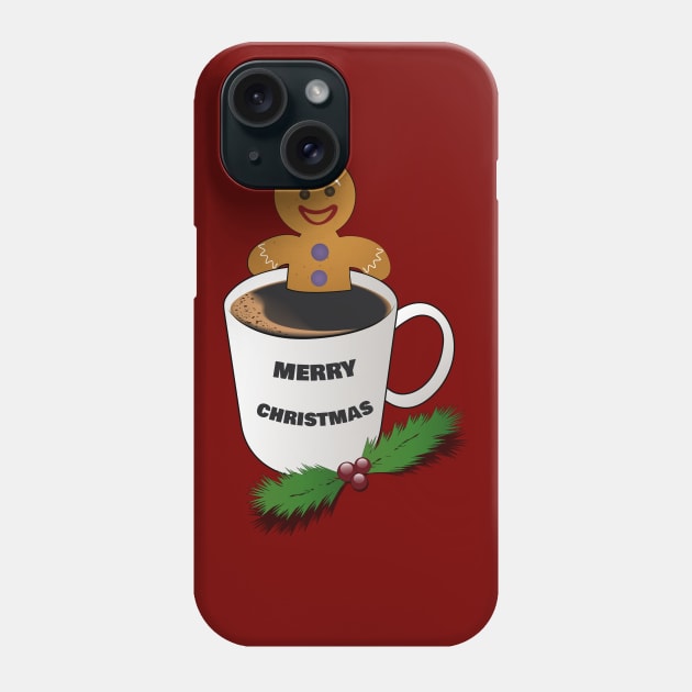 gingerbread man taking a warm coffee bath Phone Case by NinoRc