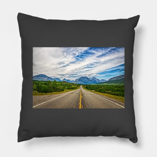 US Highway 89, Babb Montana Pillow by Gestalt Imagery