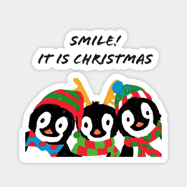Smile It is Christmas! Penguin friends wish you a merry Christmas! Magnet by kittyvdheuvel