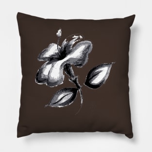 Monochromatic cayenne, black and white flower Pillow