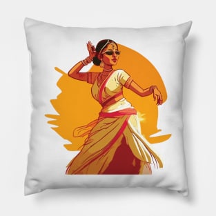 Desi Girl Swag | Brown Girl With Sunglasses Performing Bharatnatyam Pillow