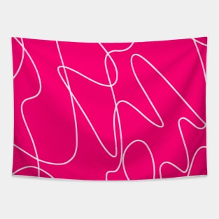 Hot Pink Line Art Tapestry