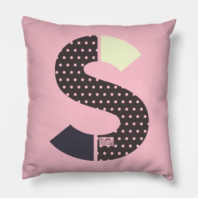 Initial Letter S Ladies Girls Polka Dots Girly Cute Pillow by porcodiseno