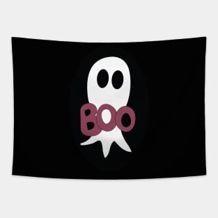 Cute Halloween ghost cartoon with BOO text Tapestry