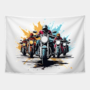 Bikers Racing Illustration Tapestry