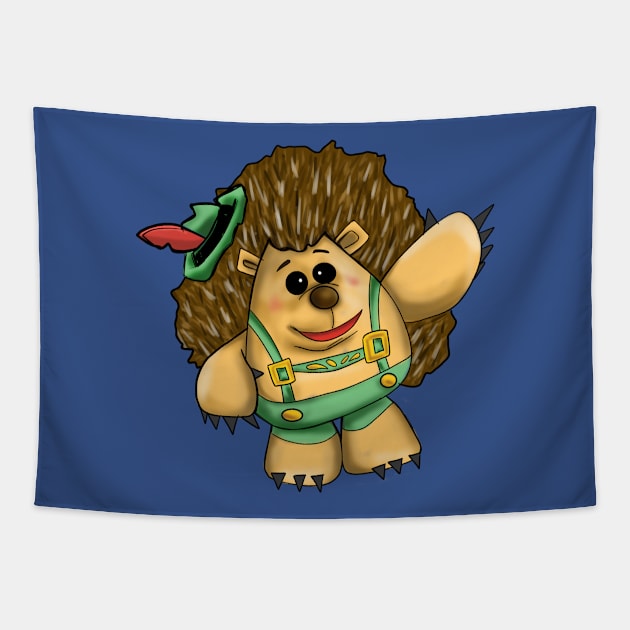 mr porcupine in irish hat Tapestry by jorge_lebeau