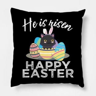 Cute Black Cat Bunny Ears Easter Egg Hunt Risen Bible Pillow