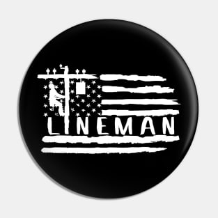 Lineman american flag, lineman worker american design Pin