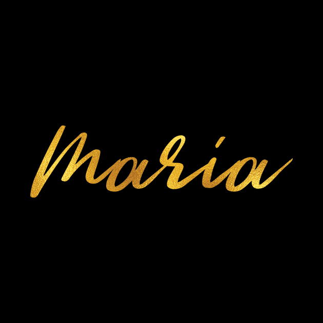 Maria Name Hand Lettering in Faux Gold Letters by Pixel On Fire